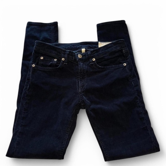 rag & bone JEAN Skinny Corduroy Pants Sz 27 Navy Blue Stretch Mid Rise USA Made - Picture 2 of 5